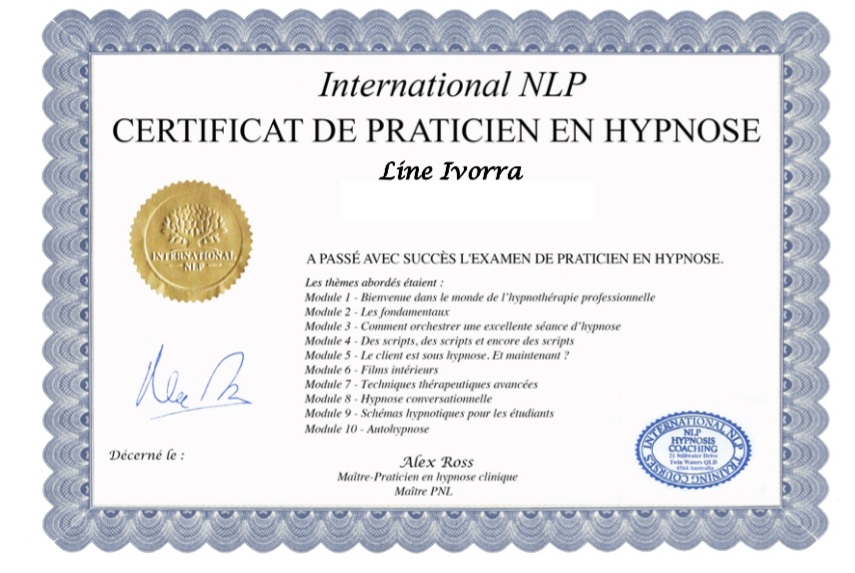 Certification de praticien en Hypnose de la NLP